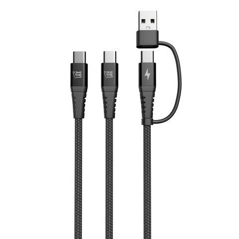 6-feet USB-A/USB-C to USB-C & USB-C - Black