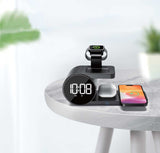 LAX 6-in-1 Wireless Rapid Charger Clock-Instant Charge Your iPhone, AirPods, and Apple Watch with Alarm, Night Light, and Clock Functions