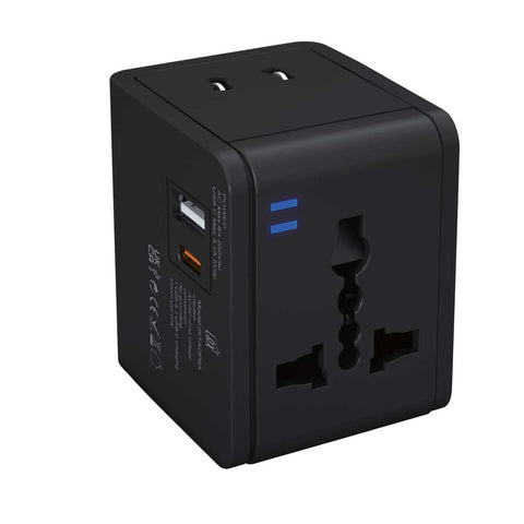 International Travel Adapter with 1x USB-C 3.1A 5V and 1 USB-A