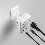 USB PD 20W Travel Adapter Surge Protector with 2 Outlets + 2 USB-A + 2 USB-C