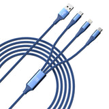 LAX 3-in-1 Apple Mfi Ceritifed Lightning and 2x USB-C Cable - 6ft - Dusty Blue