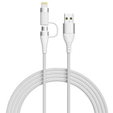 Apple MFi Certified 4 in 1 Lightning, USB-C, USB-C/USB-A Cable - White