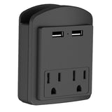 2-pack Surge Protector 2 Wall Outlets and 2 USB Ports- Black And White