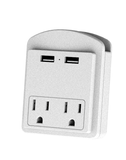 2-pack Surge Protector 2 Wall Outlets and 2 USB Ports- Black And White