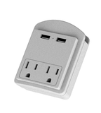 2-pack Surge Protector 2 Wall Outlets and 2 USB Ports- Black And White