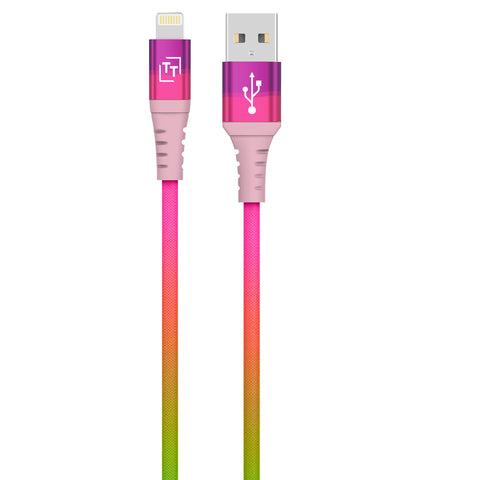 2-Pack LAX Apple MFi Certified USB to Lightning Cable 6ft and 10ft - Rainbow